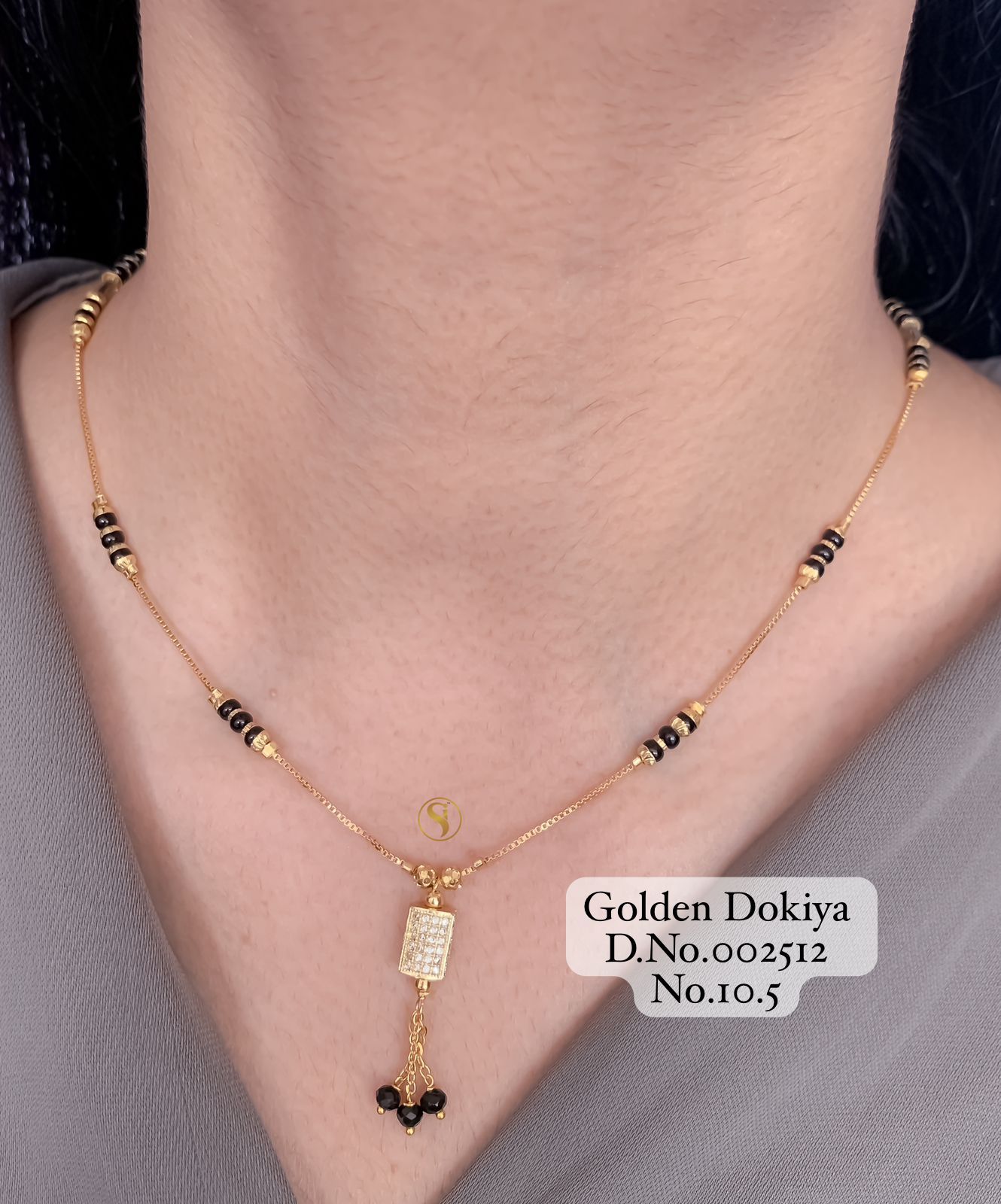 Dokiya 3 AD Diamond Golden Mangalsutra Wholesale Price In Surat
